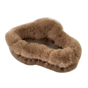 Brown faux fur rectangular claw clip for hair, plush hair accessory for winter styling