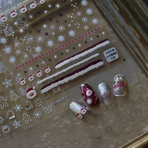 Christmas 5D Embossed Nail Art Stickers Self Adhesive Gingerbread Man Snowflake Santa DIY Manicure Decoration Thin Tough