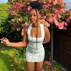 Vestido Mini Ajustado Sin Mangas Para Mujer Punto Canalé Cuello En U Sexy Ajuste Delgado Verano Blanco Sólido