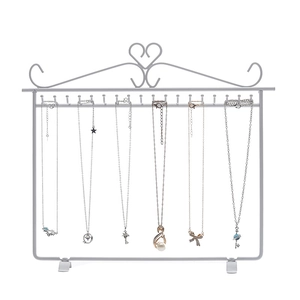 Iron Jewelry Display Stand Heart Shape Necklace Organizer Tabletop Metal Storage Rack With Hooks For Home Decor