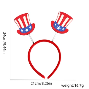 Detail view of Independence Day headband with dimensions 24x21cm and weight 16.7g