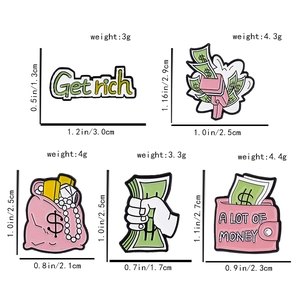 Detaillierte Größenangaben für kreative Emaille-Geldnadeln und Reichtums-Badges
