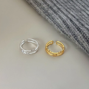 Minimalist S925 sterling silver adjustable open rings in gold and silver finishes