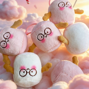 Plush PP Cotton Marshmallow Elephant Embroidered Soft Stuffed Toy Bag Charm Keyring For Kids Backpack Gift