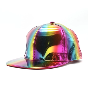 Holographic Metallic Baseball Cap Rainbow Gradient Shiny Patent Leather Adjustable Hip Hop Streetwear Hat