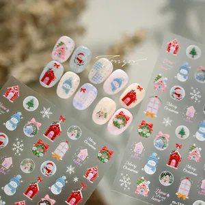 Détails d'autocollants pour ongles bonhomme de neige et flocons pour manucure de Noël