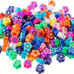 Flower Shaped Polymer Clay Beads For DIY Jewelry Making Mixed Color Floral Loose Beads For Bracelets Necklaces