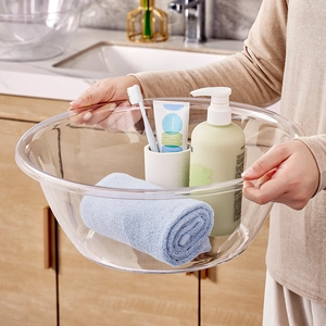 Transparent Thickened PET Plastic Washbasin Round Laundry Tub Antibacterial Durable Bathroom Kitchen Face Washing Basin