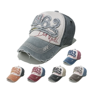 Retro Washed Cotton Baseball Cap Distressed 1962 Embroidery Vintage Streetwear Hat For Men And Women
