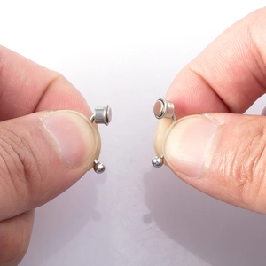 Silver stainless steel magnetic septum nose ring with ball and cone accessories