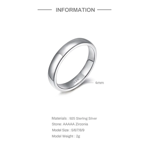 Detail of 4mm 925 sterling silver ring band showing the hallmark and high-polish finish
