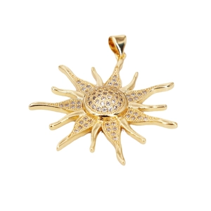 Exquisite 18K gold plated sunflower pendant necklace with micro-pave cubic zirconia crystals