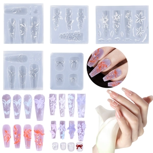 3D Relief Nail Art Silicone Mold Flower Butterfly Bow Design DIY Manicure Craft Tools Professional Salon Accessory