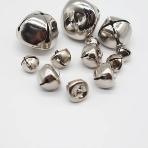 Polished nickel plated cross bells in various sizes for pet collars and DIY crafts