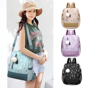Sac à dos femme floral antivol avec pompon doux pour voyage et utilisation quotidienne