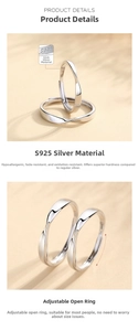Detail of adjustable S925 sterling silver Mobius rings showing twisted metal design