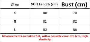 Detailed size chart for white lace sleeveless dress showing S, M, L measurements in cm