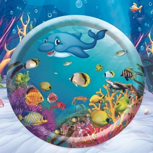 Tapis d'éveil aquatique gonflable pour animaux avec dauphins et poissons colorés