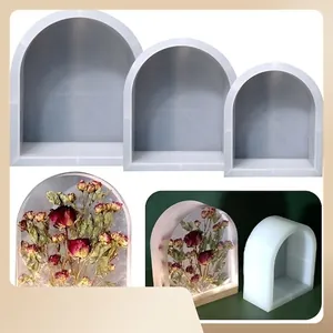 Arch shaped silicone molds for resin art with dried rose flower decorative display
