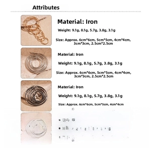 Detailed size and weight guide for gold, silver and black iron hoop earrings set