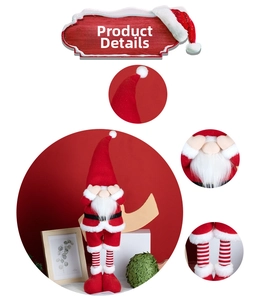 Detail showing the soft knitted fabric, white beard, and texture of the Christmas gnome