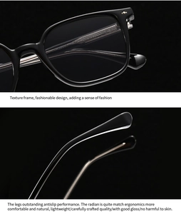 Macro detail of glossy black sunglass frame showing metal hinges and ergonomic temples