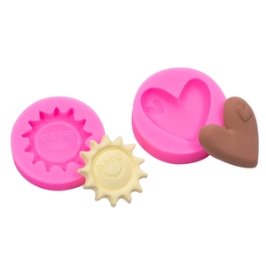 Stampo in silicone rosa per decorazioni torte a forma di sole e cuori e lavoretti in gesso