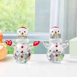 Christmas Crystal Glass Figurines Snowman Elephant Tree Gnome Desktop Ornament Festive Home Office Decor