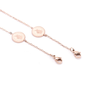 Roségoldene Edelstahl-Brillenkette mit australischen Münzanhängern und Karabinerverschluss