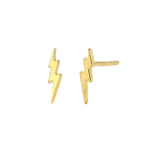 Minimalist gold lightning bolt stud earrings crafted in s925 sterling silver for women