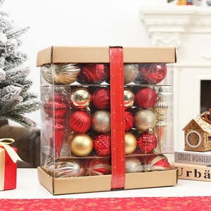 Christmas tree ball ornaments set in red and gold finish in a rectangular gift box
