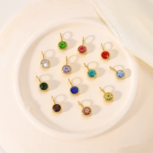 Colorful stainless steel birthstone pendants in 12 colors for DIY jewelry making