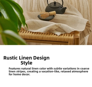 Detailed texture of natural linen fabric with vertical stripes for zen home decor