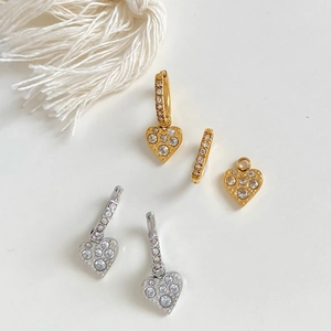 Stainless Steel Heart Hoop Earrings Detachable Pendant Rhinestone Cubic Zirconia Lightweight Luxury Trendy For Women
