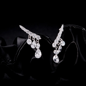 Elegant S925 sterling silver drop earrings with shimmering pear-cut cubic zirconia crystals