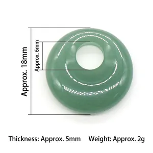 Green natural crystal pendant with 18mm outer diameter and 6mm hole measurements