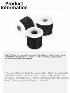 Macro shot of 2m black stainless steel O-chains for DIY jewelry making on spools