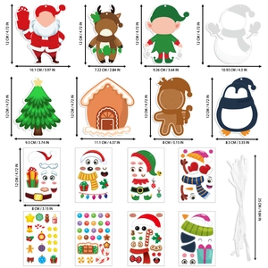 DIY Christmas cartoon ornaments kit with Santa, reindeer and tree including hanging strings
