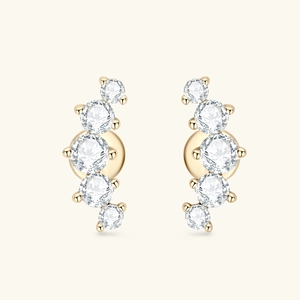 Minimalist 925 silver smile stud earrings with five sparkling white round zircon stones