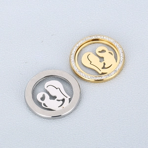 Hollow Mother Child Pendant Stainless Steel Round Rhinestone Jewelry Making Accessory Elegant Heartfelt Gift For Mom