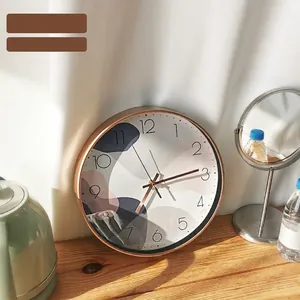 Minimalist 20cm round wall clock with Morandi abstract art dial and silent movement