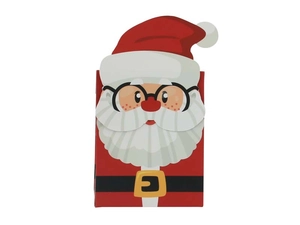 Detail of Christmas Santa Claus candy gift box with red hat and 3D beard design