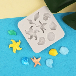 Starfish and seashell silicone mold for fondant cakes and DIY ocean resin crafts