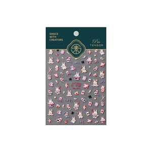 3D relief nail art stickers with rabbit, poker cards, and magic hat patterns MN-406F
