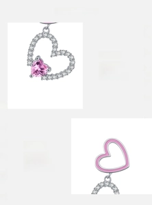 Dettaglio orecchino in argento S925 con zircone a cuore rosa e pavé incastonato a mano