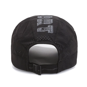 Black mesh breathable running cap with stylish printed pattern and adjustable strap back