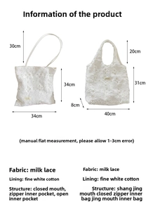 Guide des tailles et structure interne des sacs cabas en dentelle brodée avec mesures