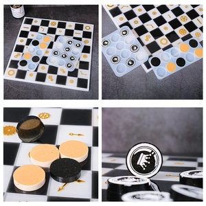 DIY chess set silicone molds with vintage gear clock board and crown piece designs