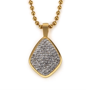 Collier Pendentif Goutte D'eau En Acier Inoxydable Pavé De Strass Hip Hop Chaîne À Billes Bijoux Unisexe