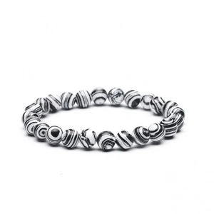 Fashionable 8mm malachite and natural stone beaded bracelet for men on white background